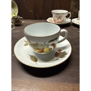 Vintage Royal Worcester Evesham Gold tea cup and saucer , apple/grape design